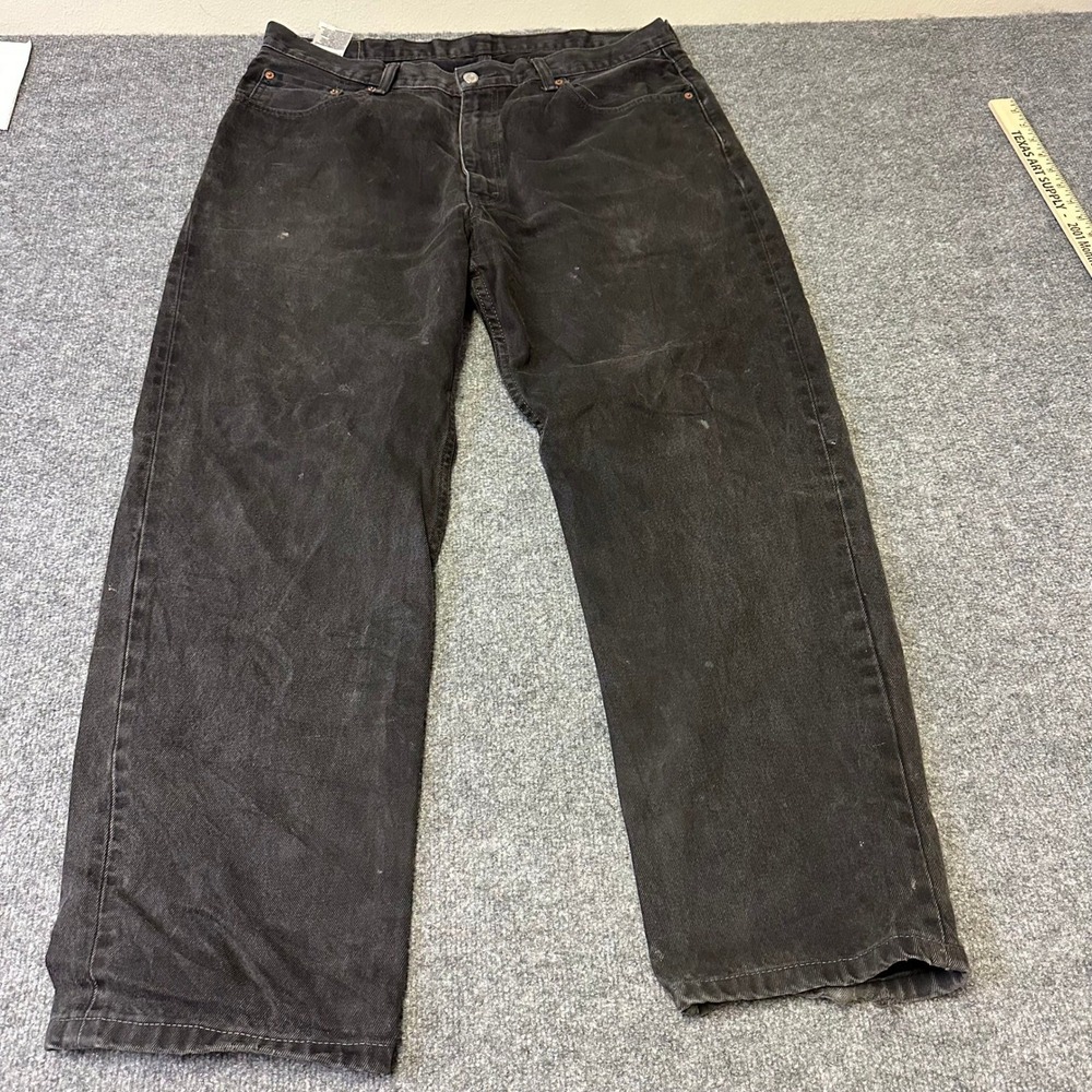 Levi's Jeans Mens Size 40x32 Black 501 Straight Leg Cotton Faded Distressed Wear